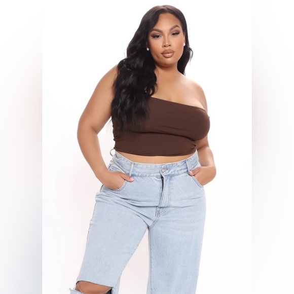 Fashion Nova Chocolate Brown Crop Top - Picture 1 of 3